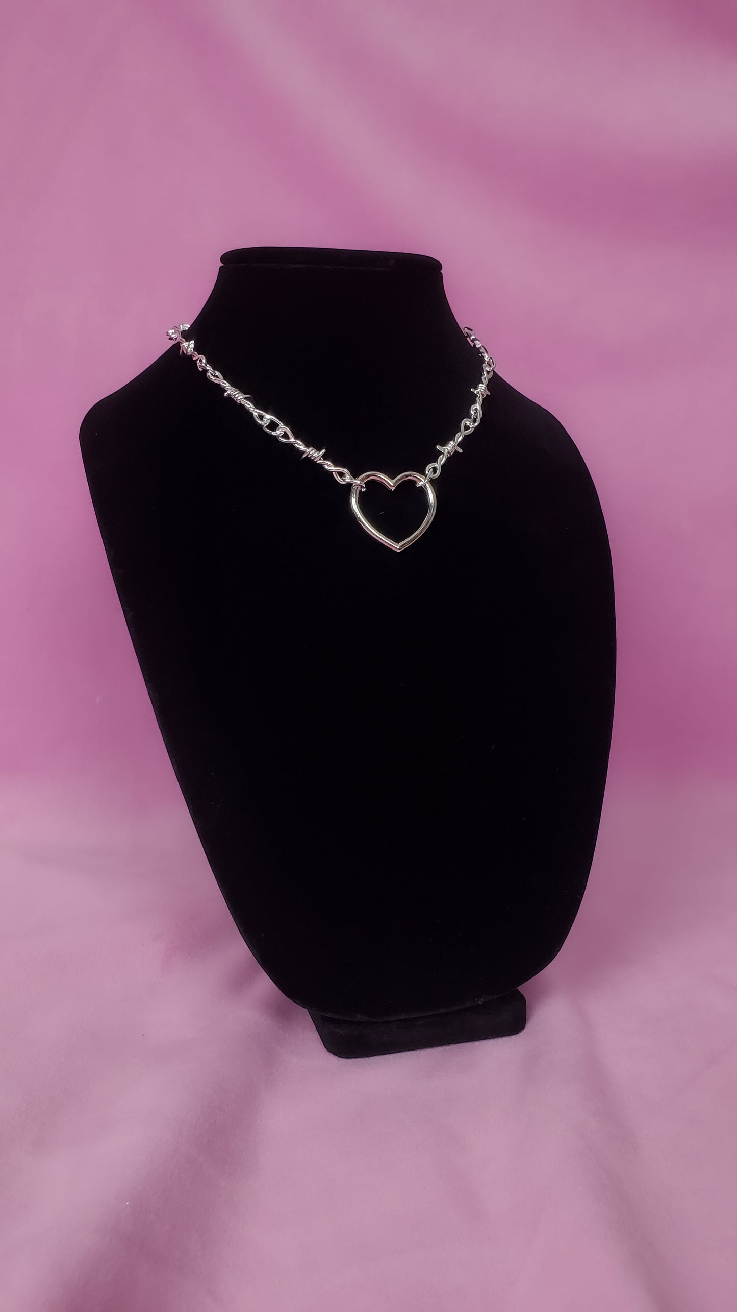 Barbed wire heart necklace - ready to ship