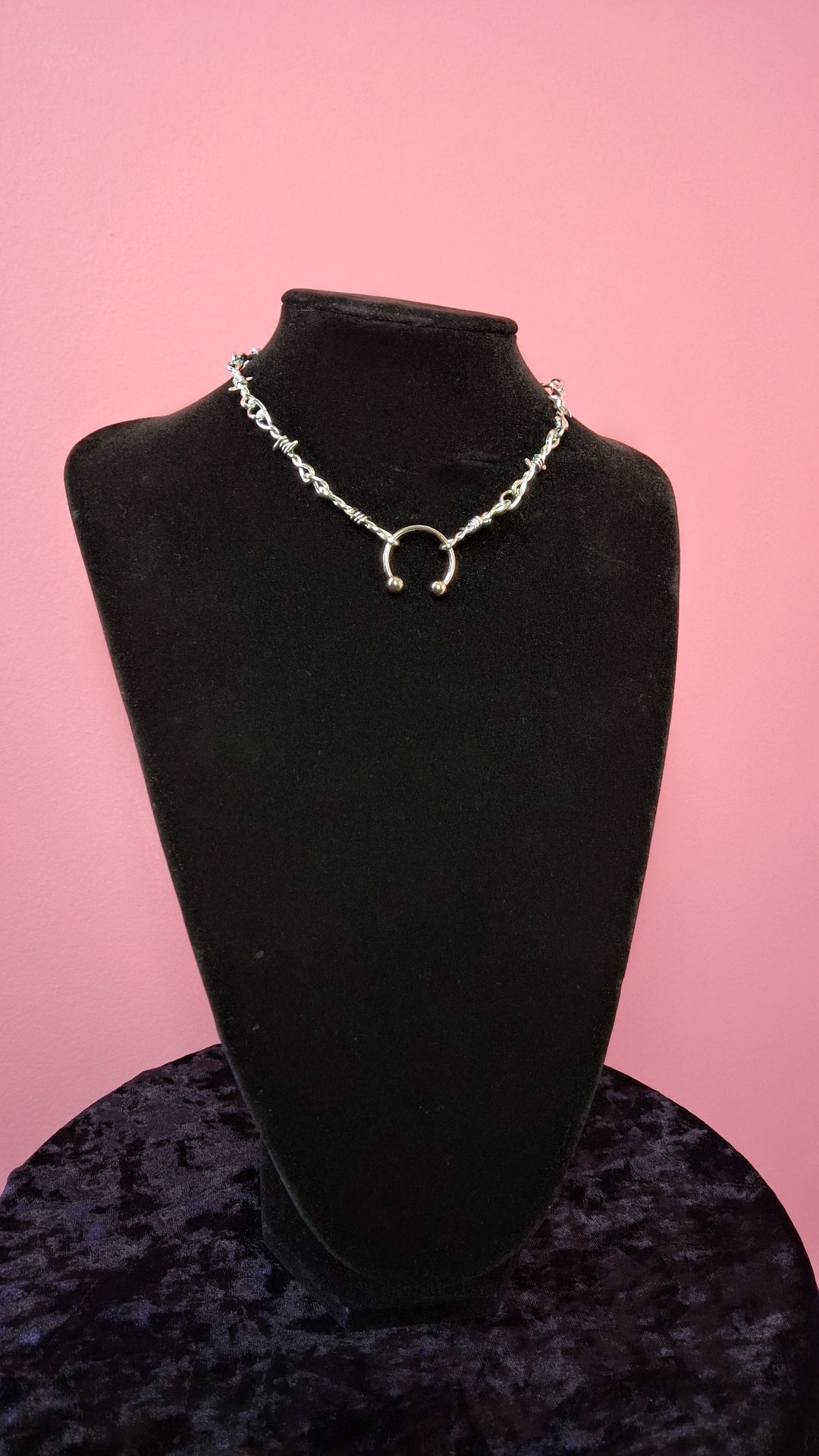 Barbed wire septum ring necklace - ready to ship