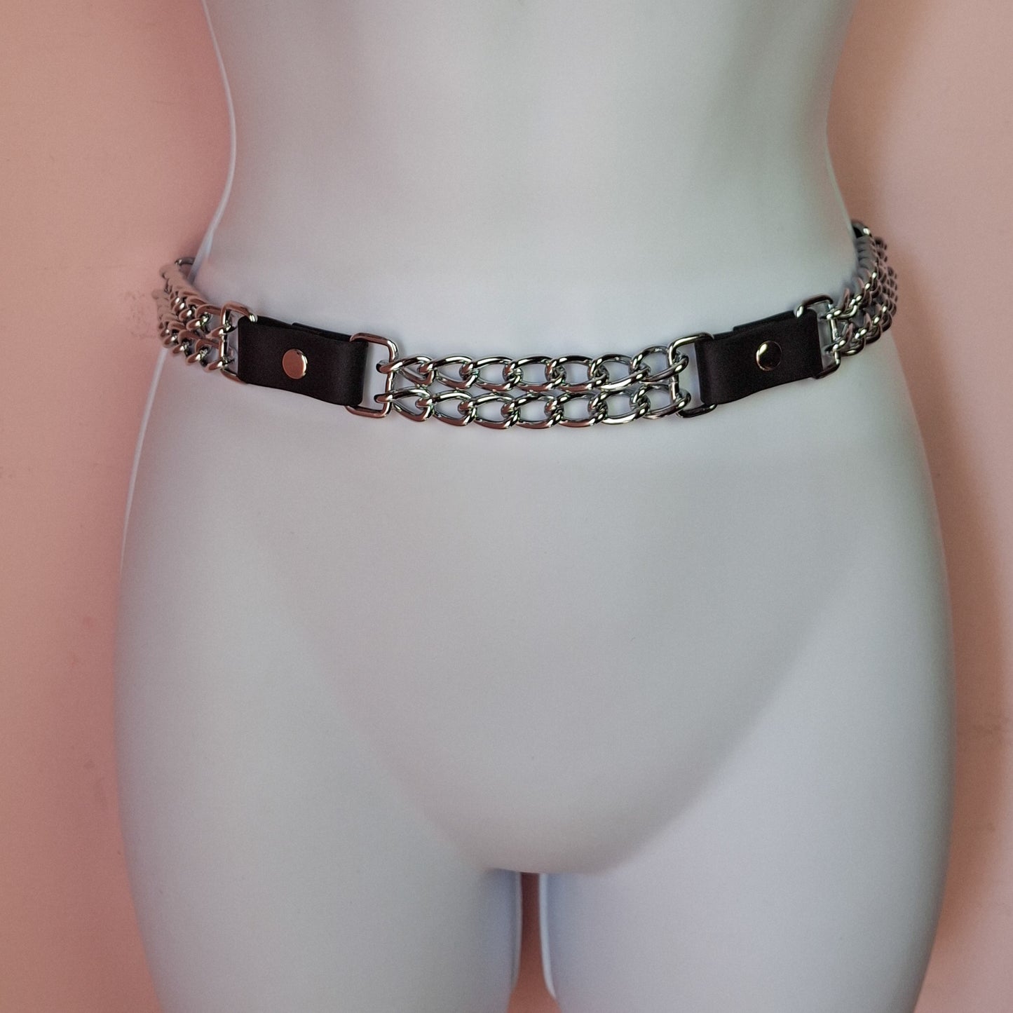 Double chain belt faux or leather