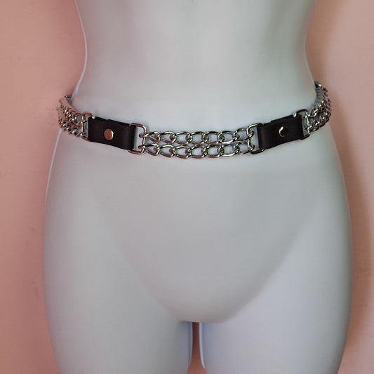 Double chain belt faux or leather