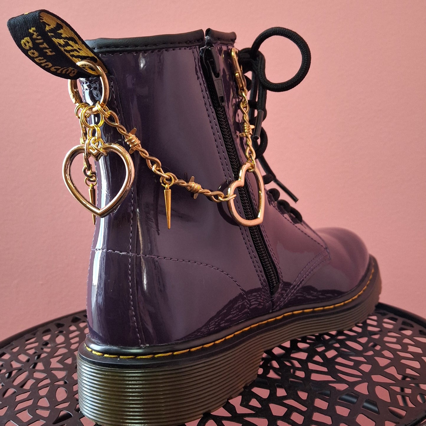 Hearts boot chain - gold or silver