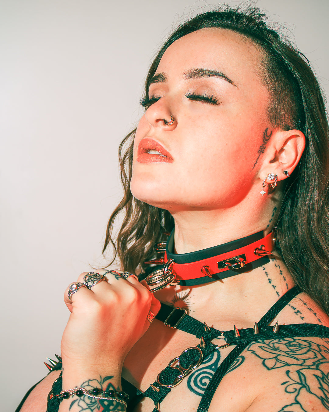 Limited Edition Red Spikes Saturn biothane or leather collar